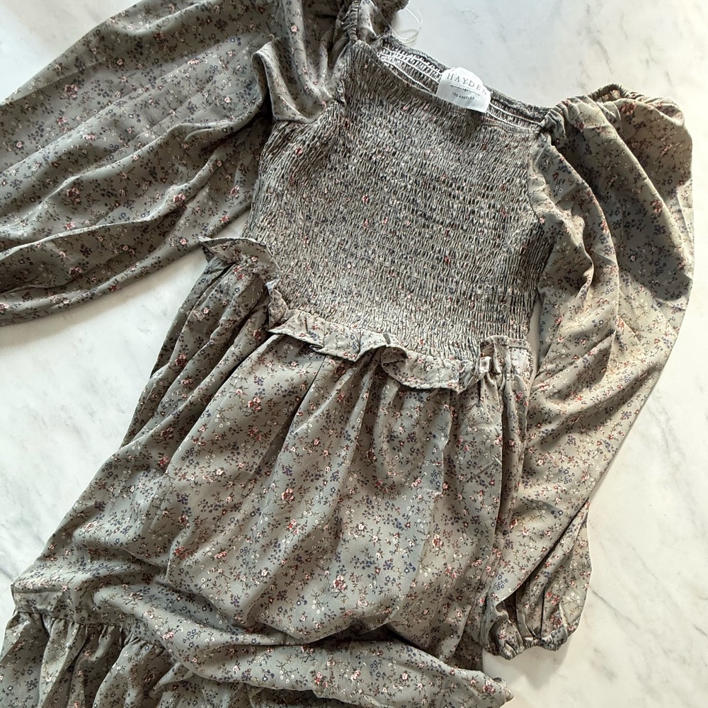 NWT Floral Smocked Midi Dress with Square Neckline